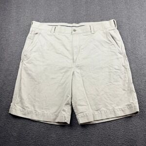 Transcript Men's 40 Flat Front Chino Shorts Beige Tan Cotton Casual Summer